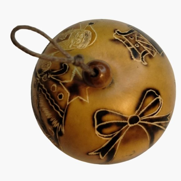 Bonaire Gourd Christmas Ornament  Pyrography Coastal Tropical Craft Folk Art - Picture 7 of 9